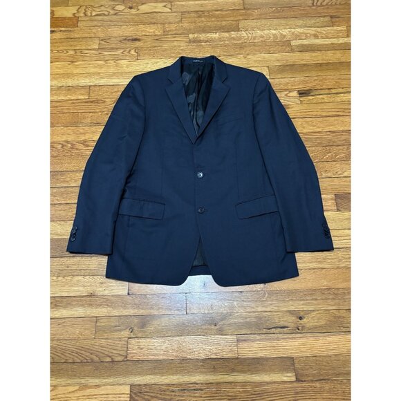 John Varvatos Mens Blazer Jacket Size 40R Navy Blue Solid 100% Wool Sport Coat - Picture 1 of 8